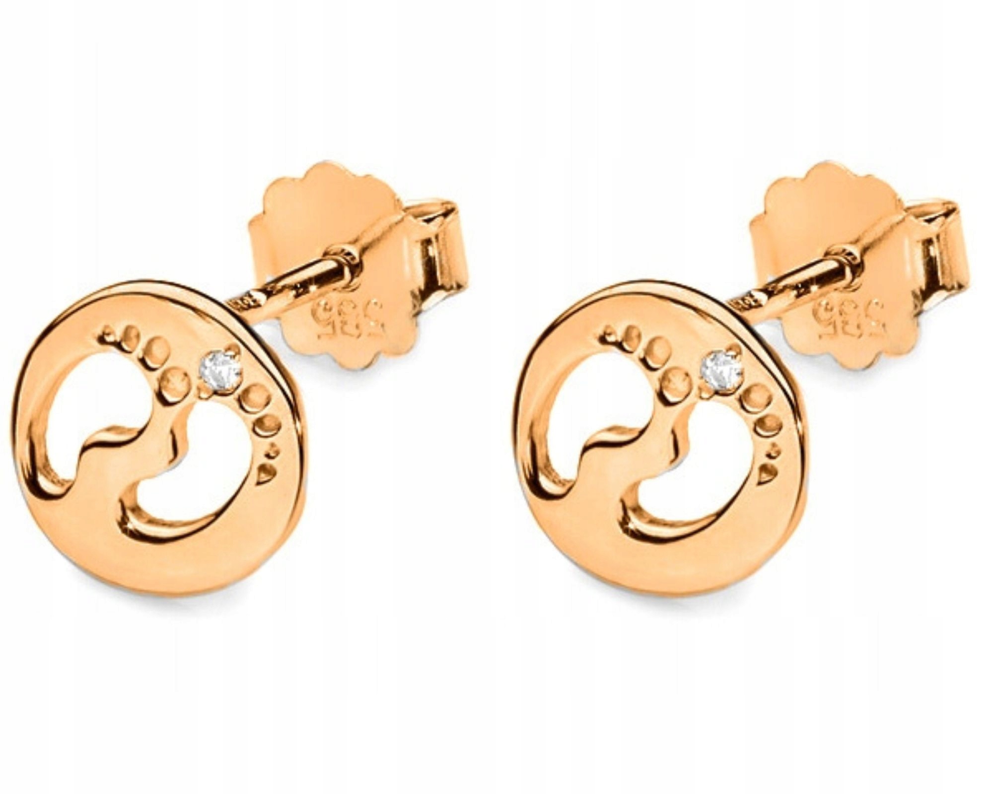 Náušnice z růžového zlata pro maminku, chodidla, brilianty