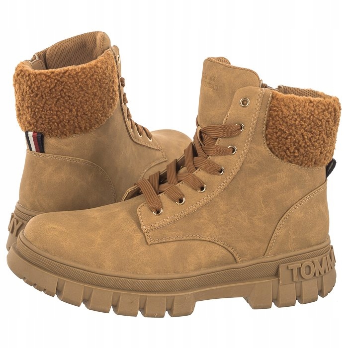 Dámské boty Trapery Tommy Hilfiger Lace-Up Bootie Medové