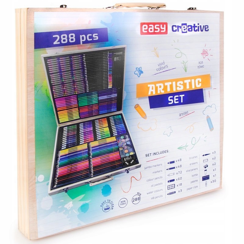 Walizka drewniana Zestaw Artystyczny 288 el. Marka Easy