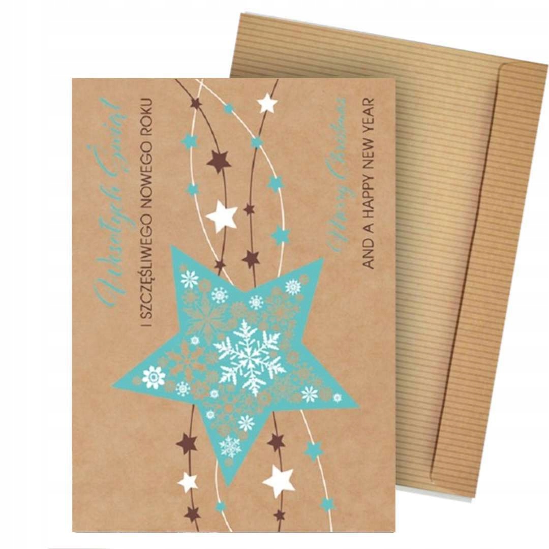 KARTKA świąteczna EKO kraftowa NOWY ROK + KOPERTA
