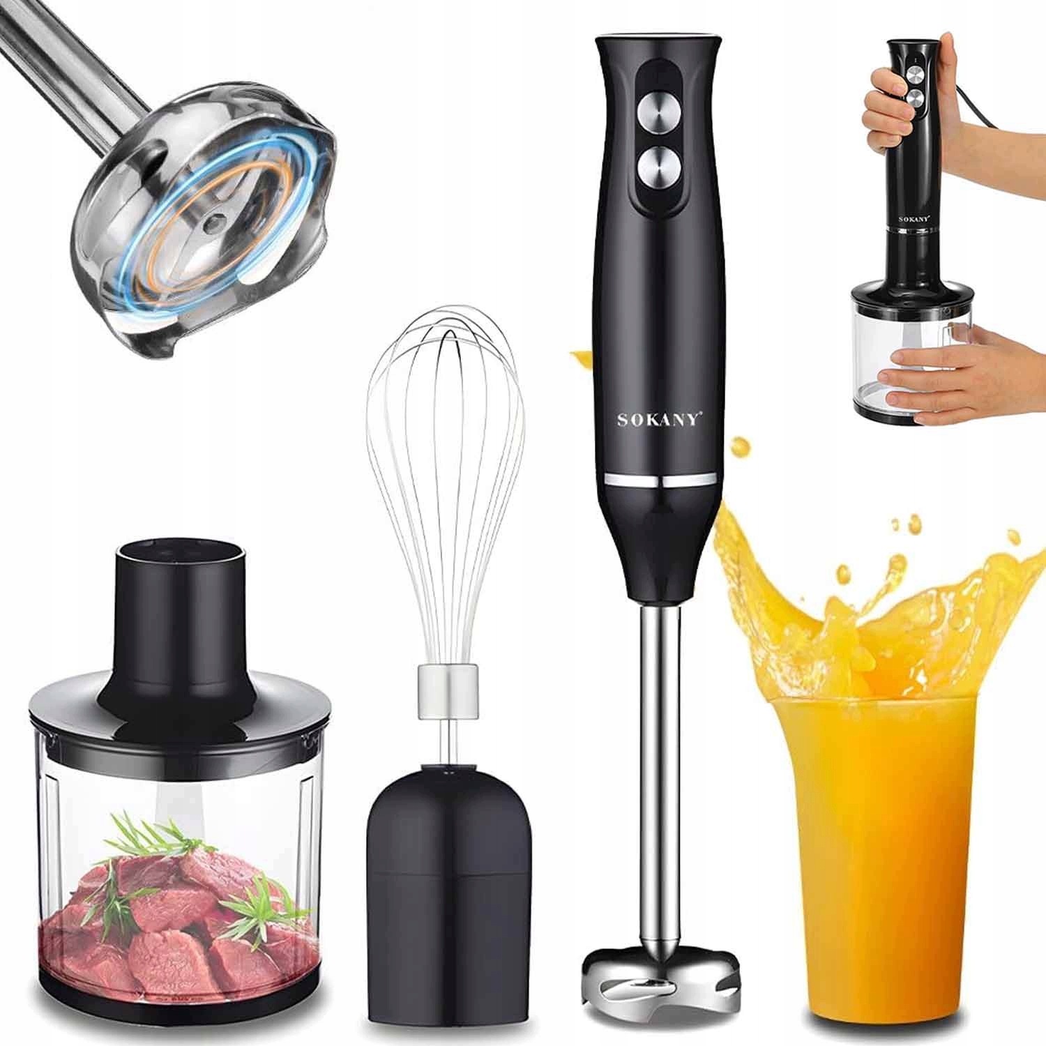 Turbo Silný Ruční Mixér Multifunkční 500W Titanové čepele 4v1