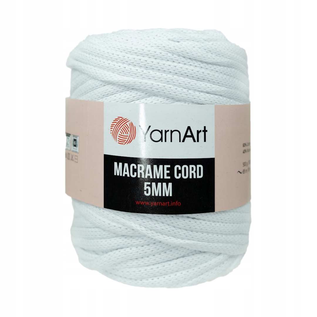 500g sznurek Macrame Cotton Cord 5mm biały 751