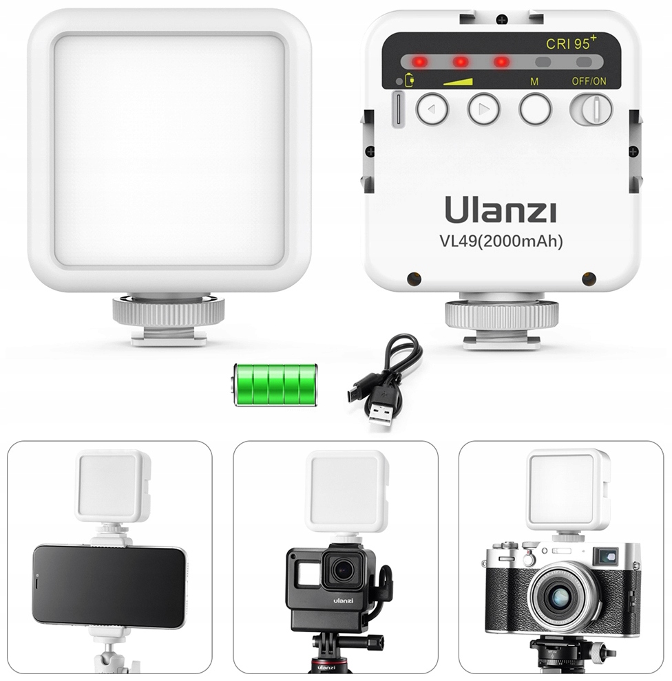 Lampa diodowa LED Ulanzi VL49 Mini mała 2000 mAh Liczba źródeł światła 49