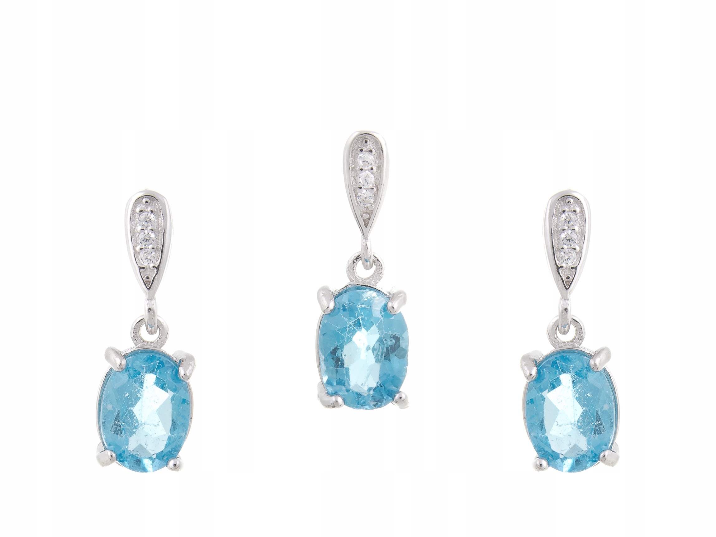 Stříbrný Rhodiovaný Komplet Swiss Topaz Přírodní Dárek