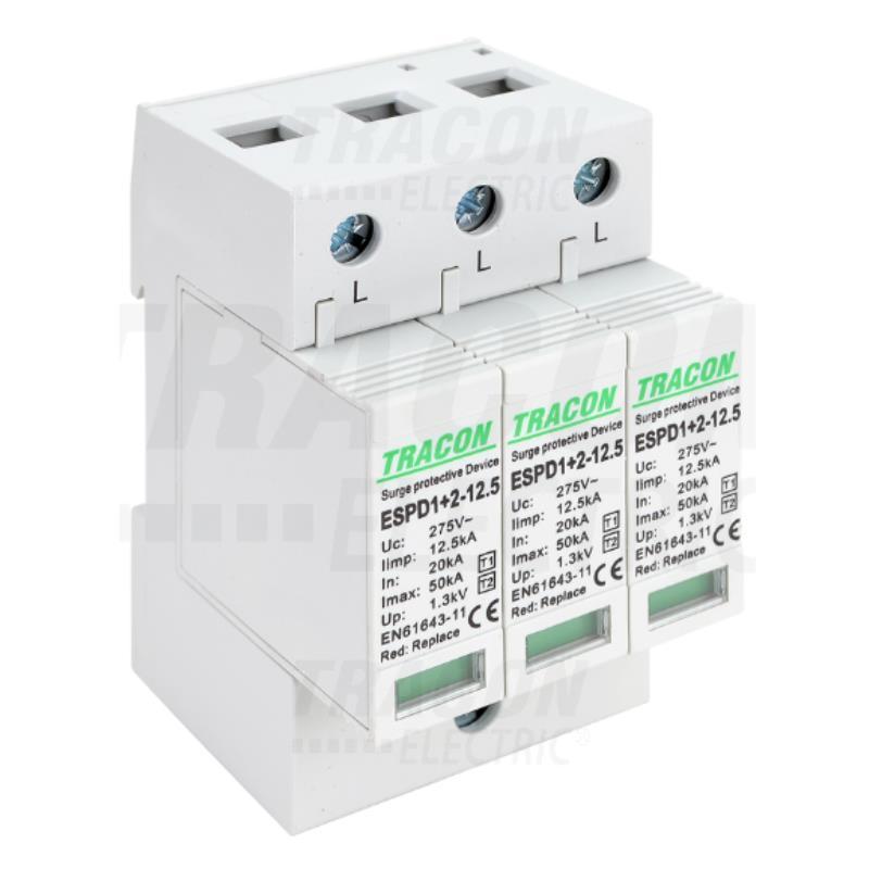 Obmedzovač prepätia T1+T2 Ac, vymeniteľné vložky ESPD1+2-12.5-3P