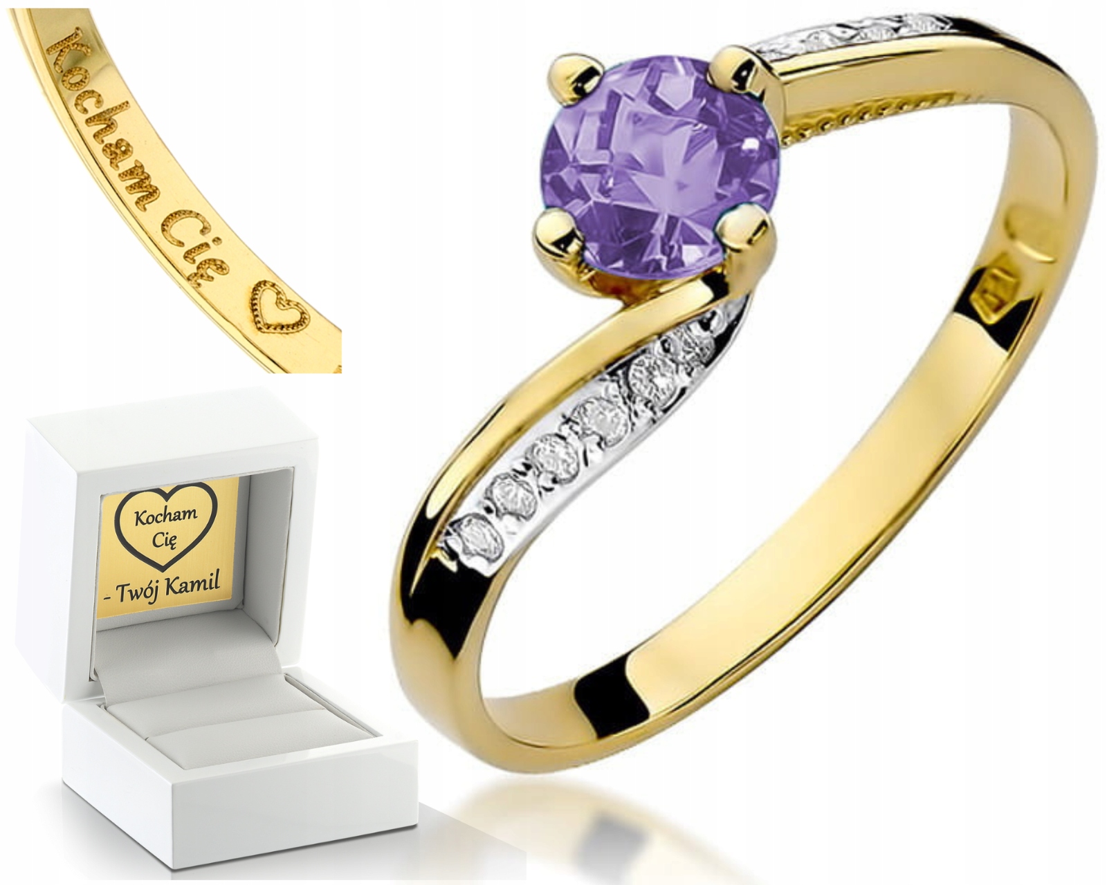 Zlatý Prstýnek S Tanzanitem Diamanty 585 Gravírování