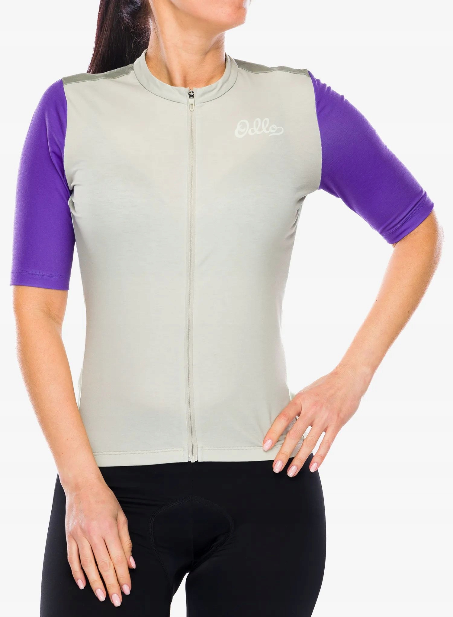 Dámské cyklistické tričko Odlo Essential Heritage Print S/s Fz agate gray S