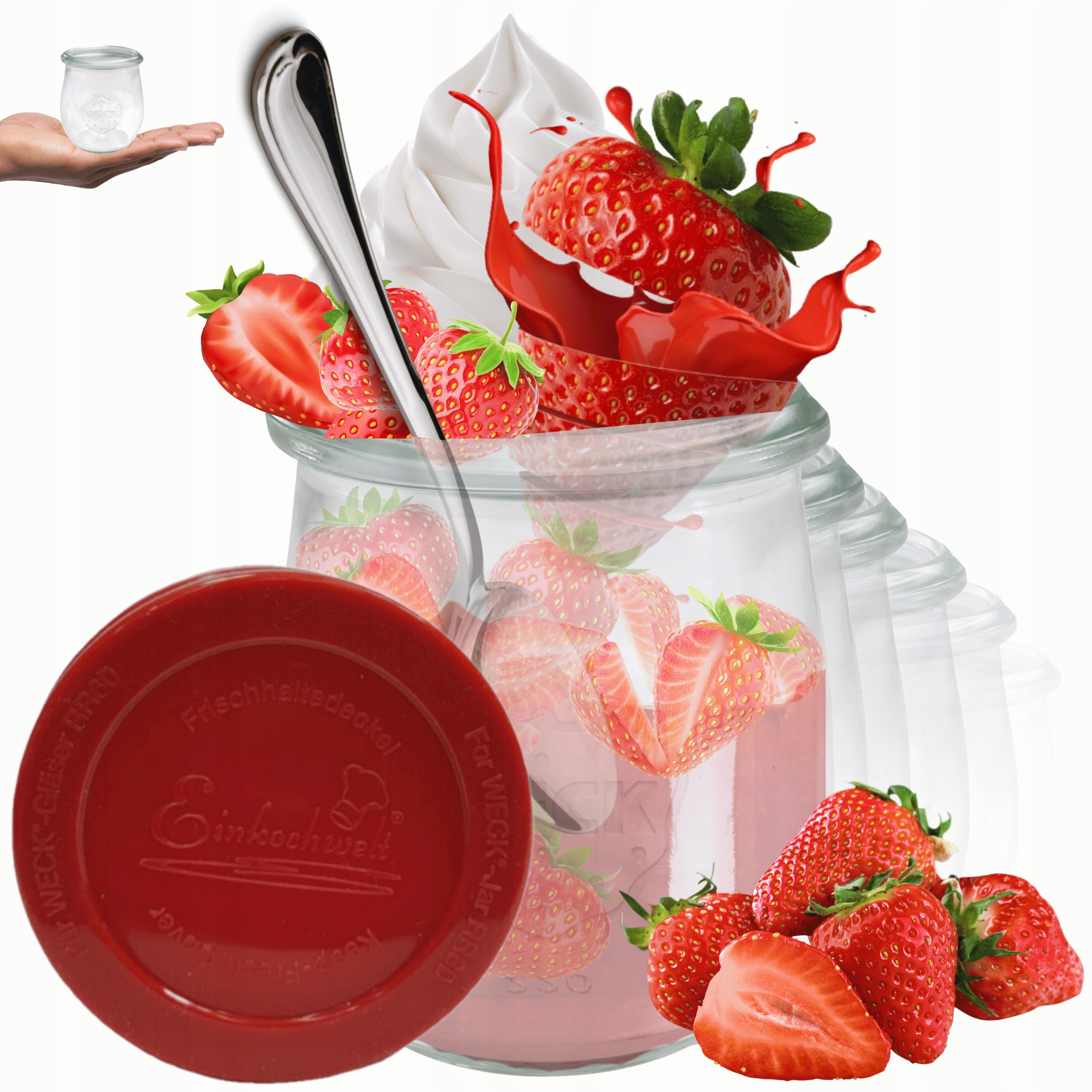 Poháre Weck 220 ml Tulip žiaruvzdorné silikónové, veko 12ks, Trvanlivé