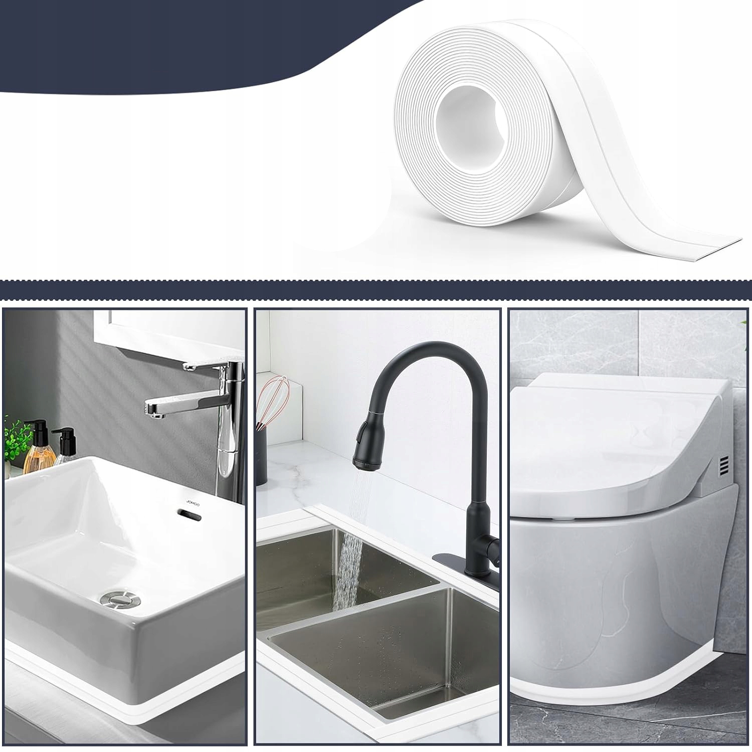 2 ROLKI TAŚMY USZCZELNIAJĄCEJ DO KĄPIELI, SAMOPRZYLEPNA, WODOODPORNA, WANNY Kod producenta taśmy uszczelniającej