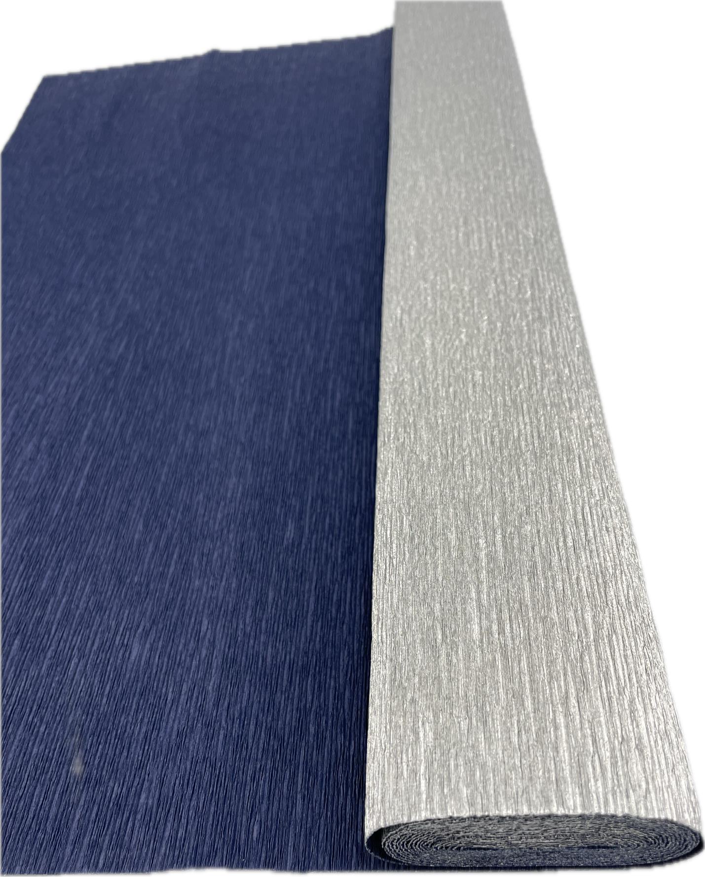 Krepina włoska bibuła 802/7 dwustronna srebrno-granatowa 180g