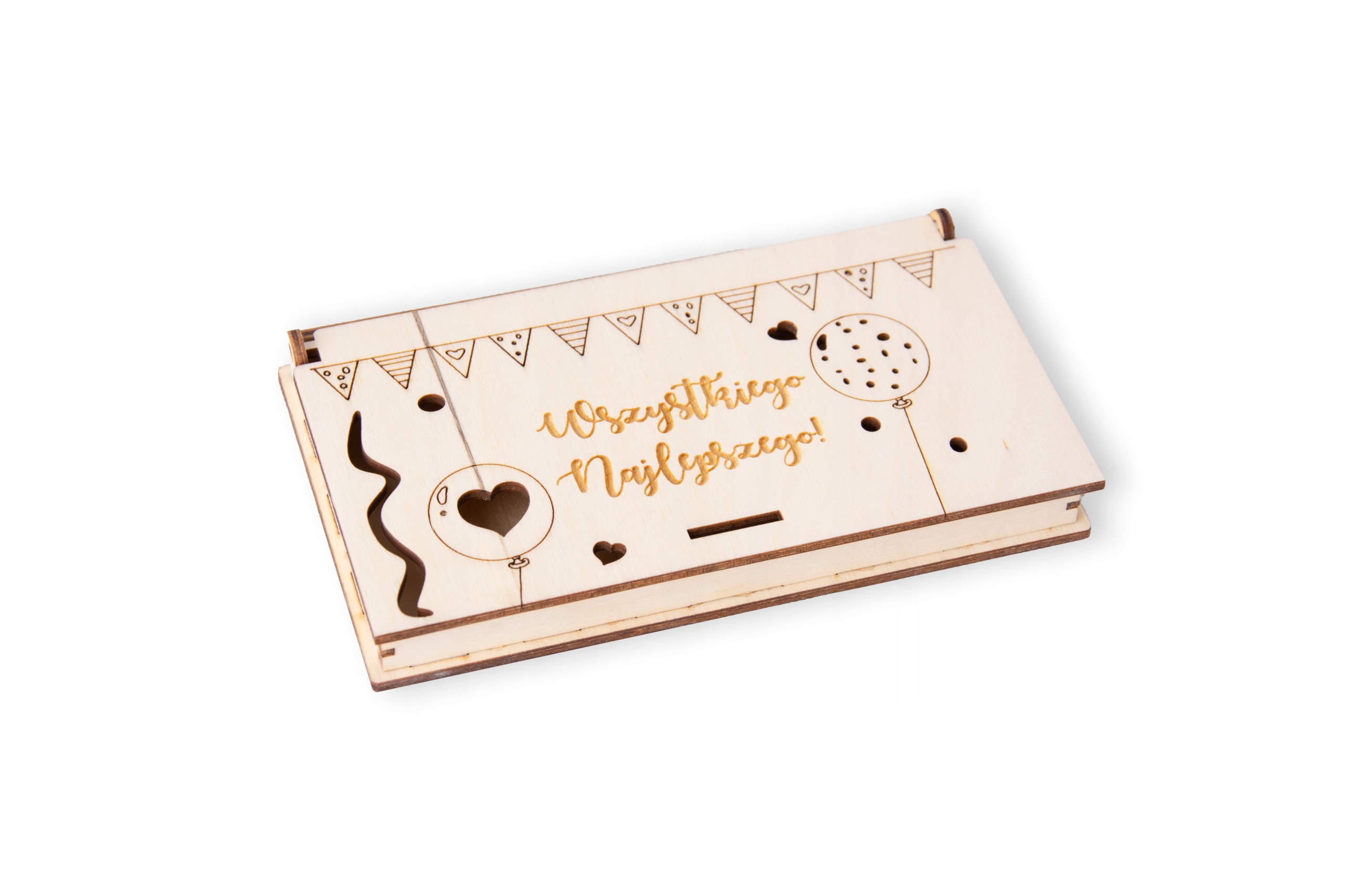 

Drewniane pudełko na pieniądze Na Urodziny