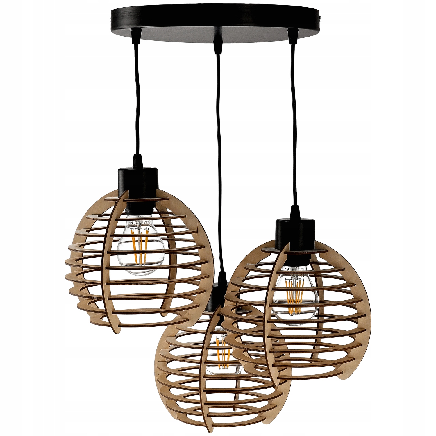 Závěsná lustrová lampa s závěsným stropním stínidlem, dřevo