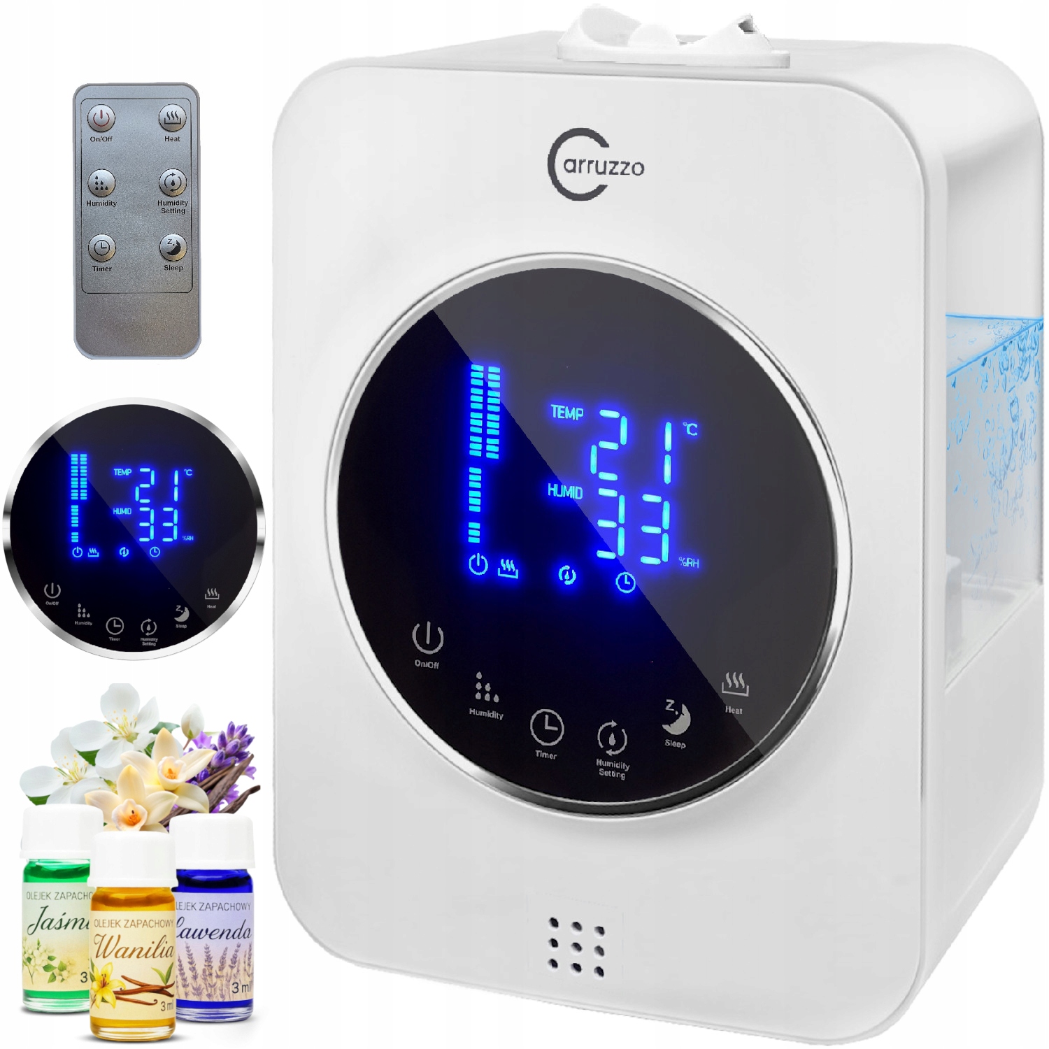 Nawilżacz powietrza Automatyczny Aromaterapia 6w1 +3 Olejki Filtr Pilot