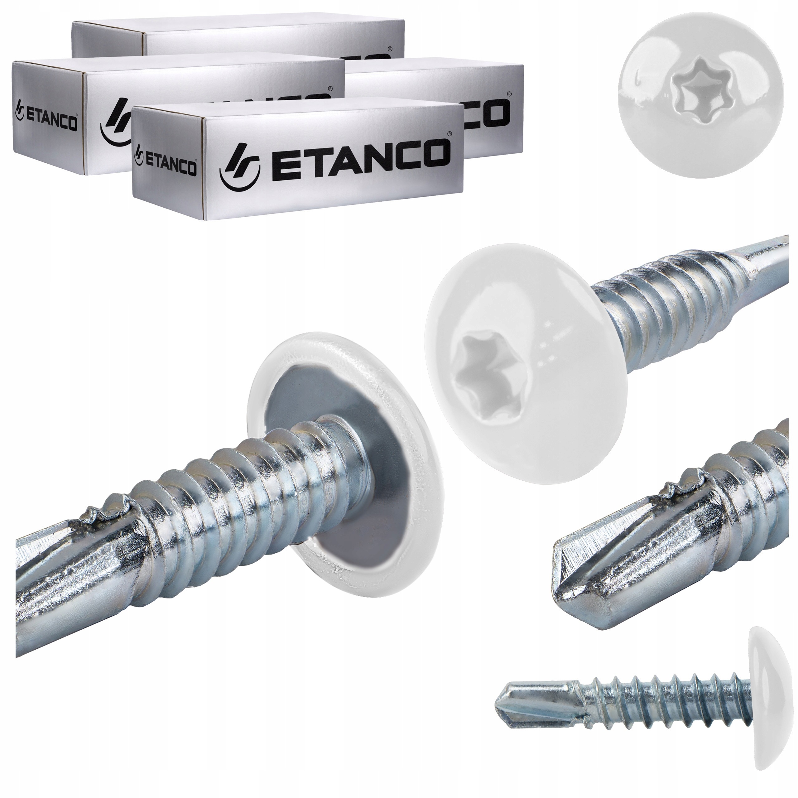 Šrouby do kovu Torx 3 mm 4,8 x 22 mm Ral 9010 2000 ks Etanco GT3 Ph