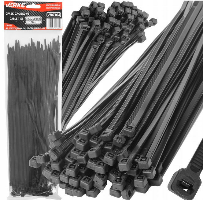 Opaski Zaciskowe Kablowe Trytki Trytytki 3,6x250mm