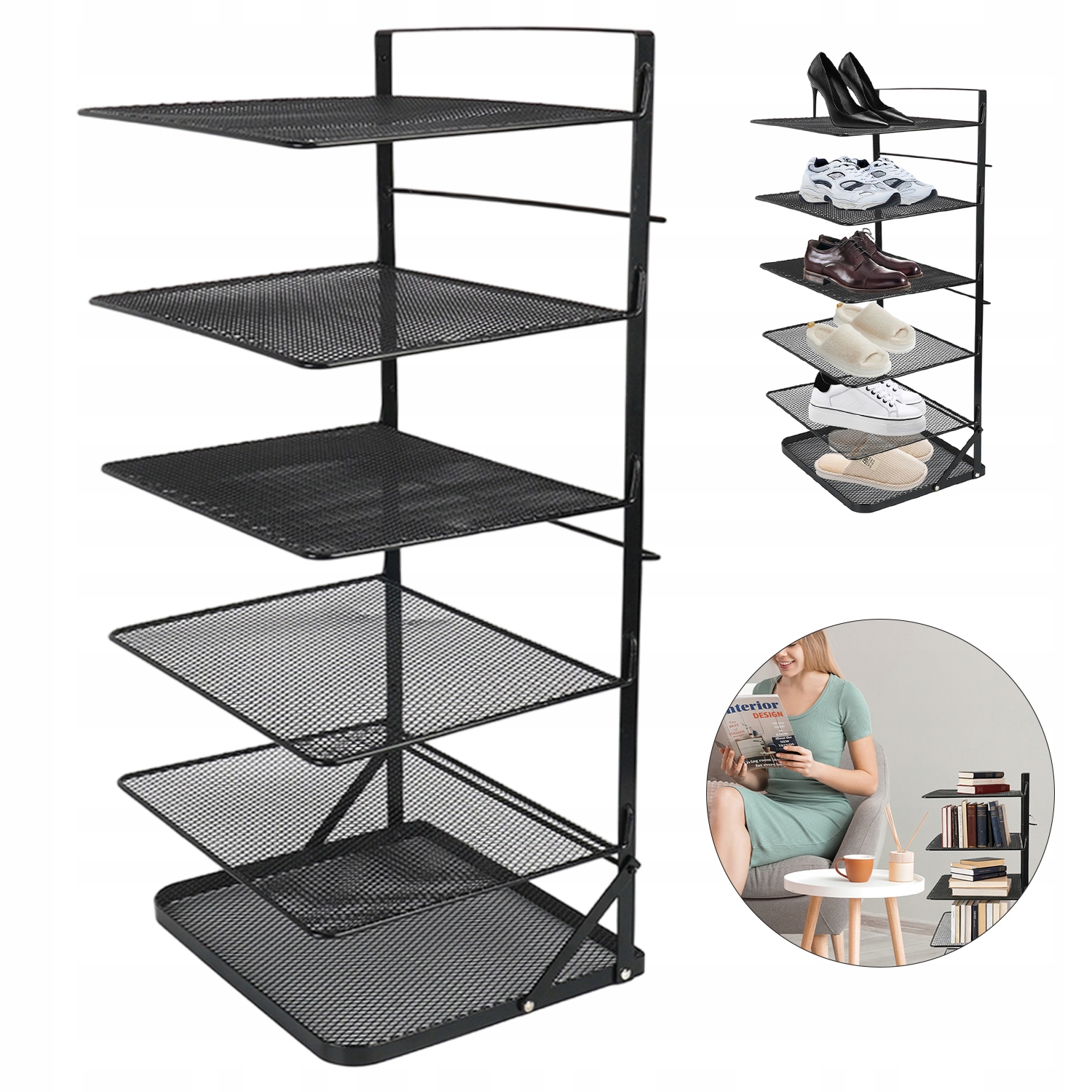 Botník Obuv Police Regál Loftový Stojan Do Předsíně Černý Loft