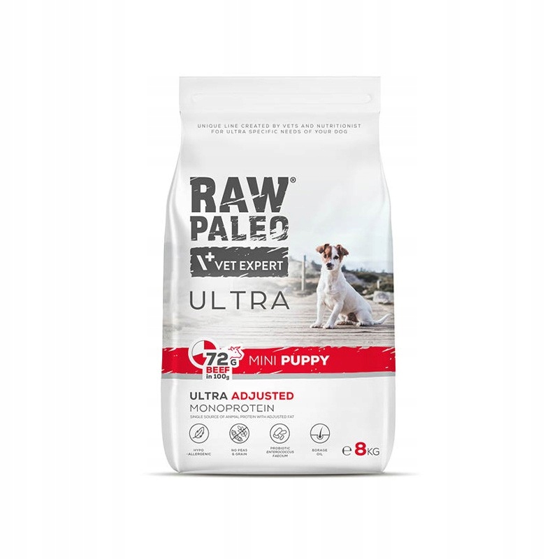 Raw Paleo Ultra Beef Puppy Mini 8kg-sucha karma dla szczeniąt ras małych