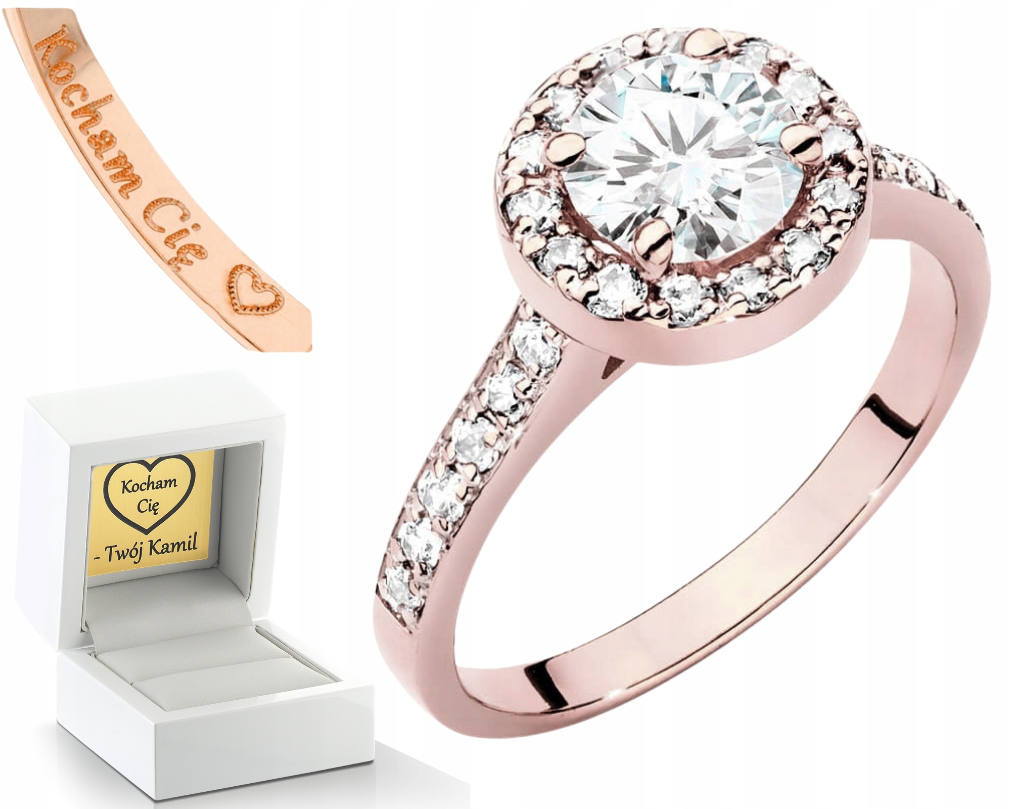 Růžové Zlato Prstýnek Diamanty Lab Jako Dárek Drť 585 14K