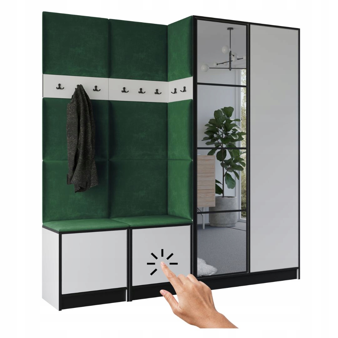 Šatní skříň Costa 21 bílá zelená tkanina Vzor 1