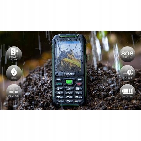 Evolveo StrongPhone W4, vodotěsný odolný Dual Sim telefon, černo-zelená