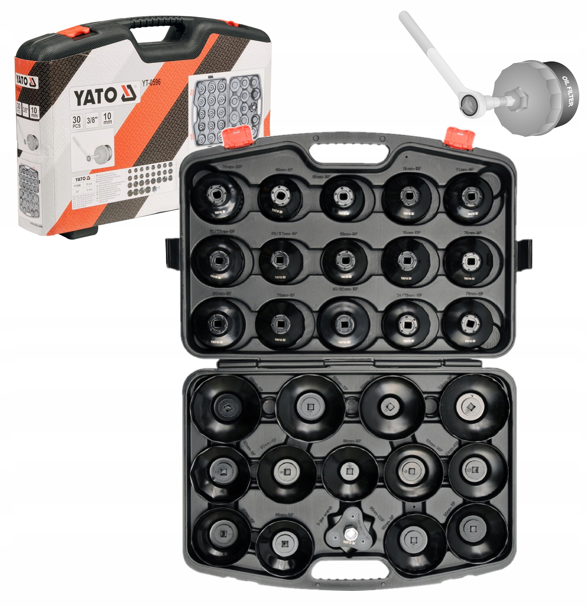 Sada Nástrčných Kľúčov Nástrčné Kľúče Pre Olejové Filtre 30ks YT-0596