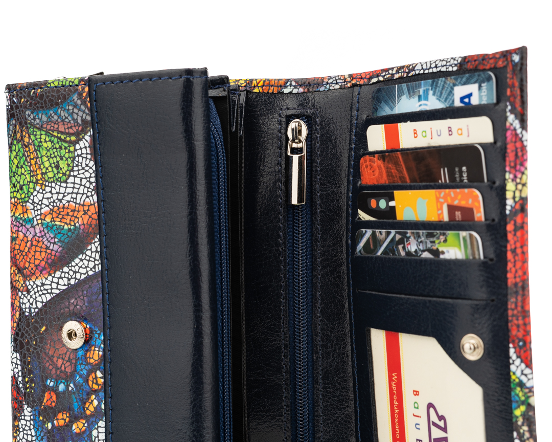 PORTFEL DAMSKI SKÓRZANY DUŻY ZAMEK MOTYLE SKÓRY Model 351-13