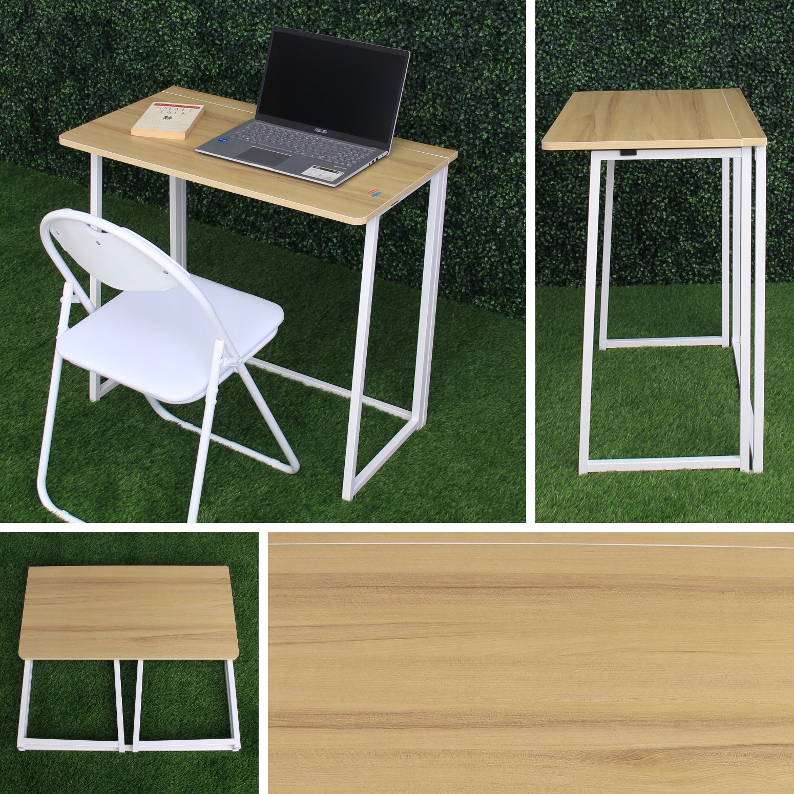 Składane Biurko BoHome Stolik Toaletka Komputerowe Prostokątne Białe Drewno Kod producenta ASFD-004