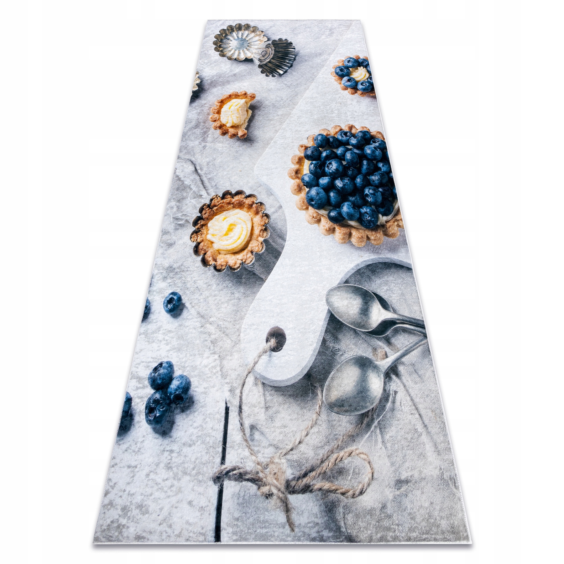 Dywan Do Kuchni do prania Babeczki ciastka antypoślizgowy srebro 80x200 cm