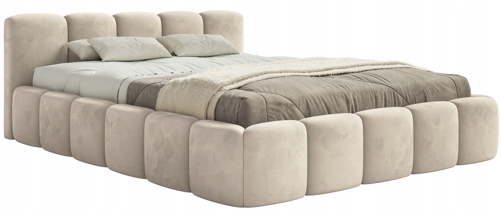 Čalouněná postel 200 x 200 cm Cloudy Low světle béžová velurová