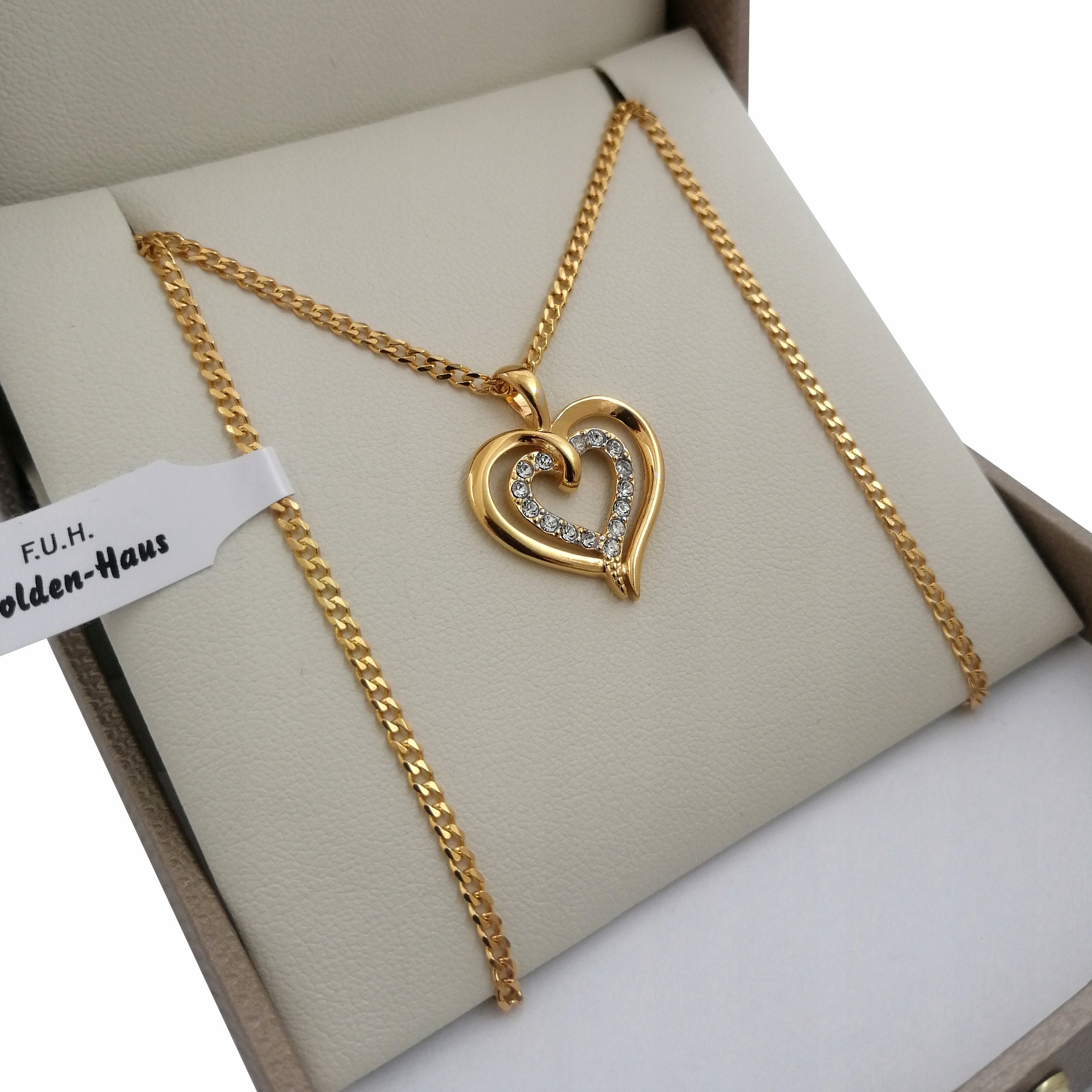 

Złoty Naszyjnik Serce 925 Prezent Dedykacja 24K