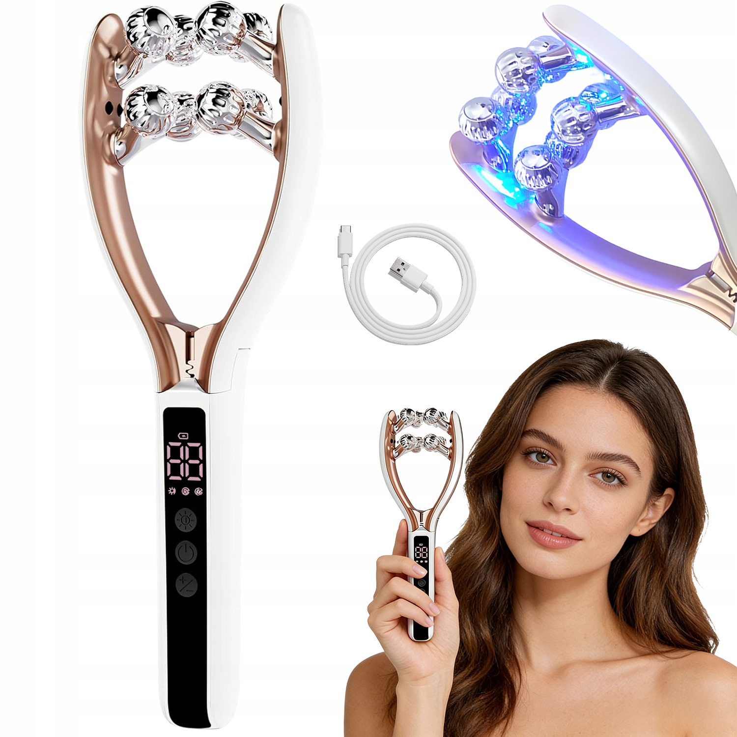 Elektrický masér pro lifting obličeje a krku Vibrační váleček Tichý Usb