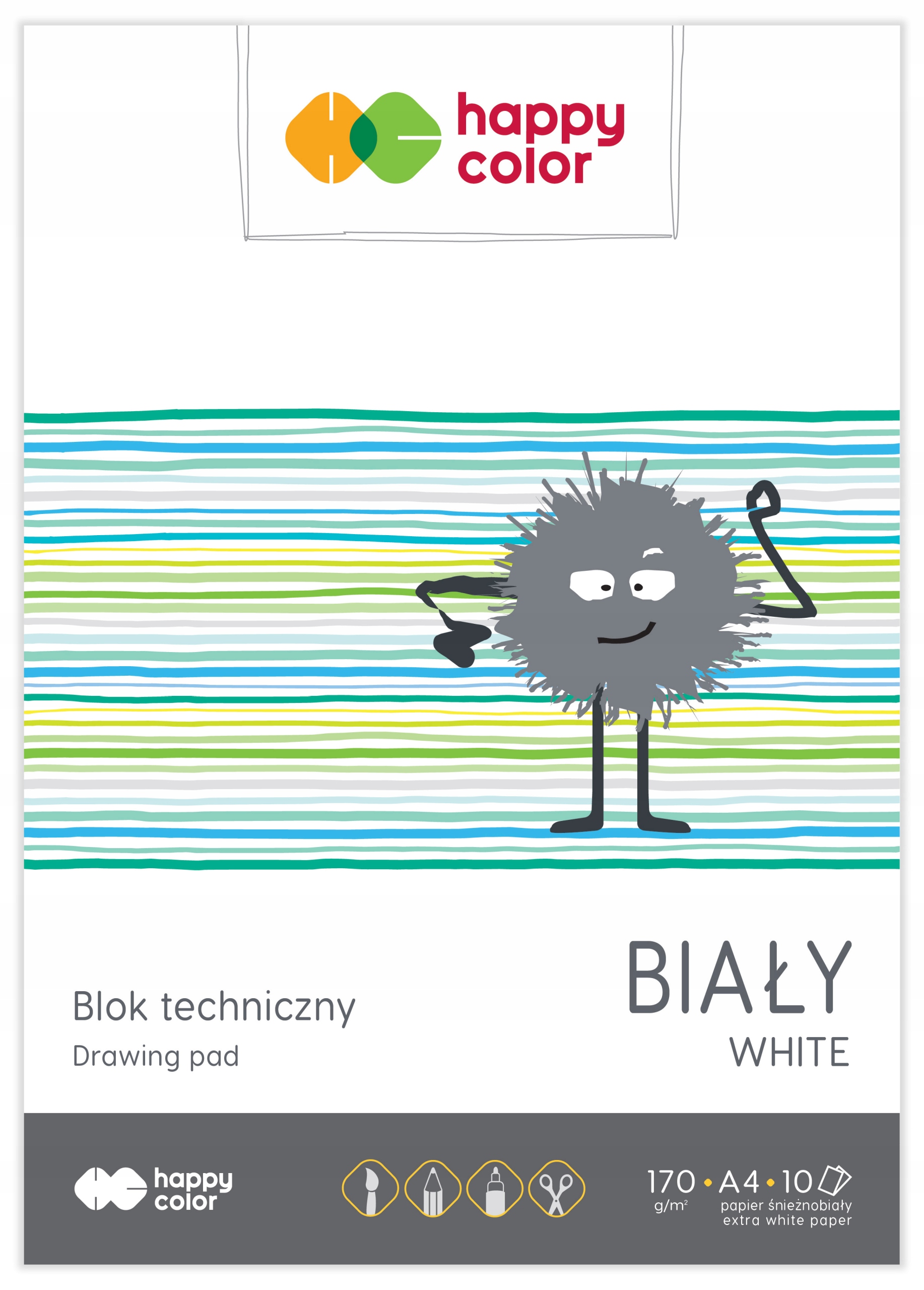 Blok techniczny A4 10kartek biały Happy Color 106415