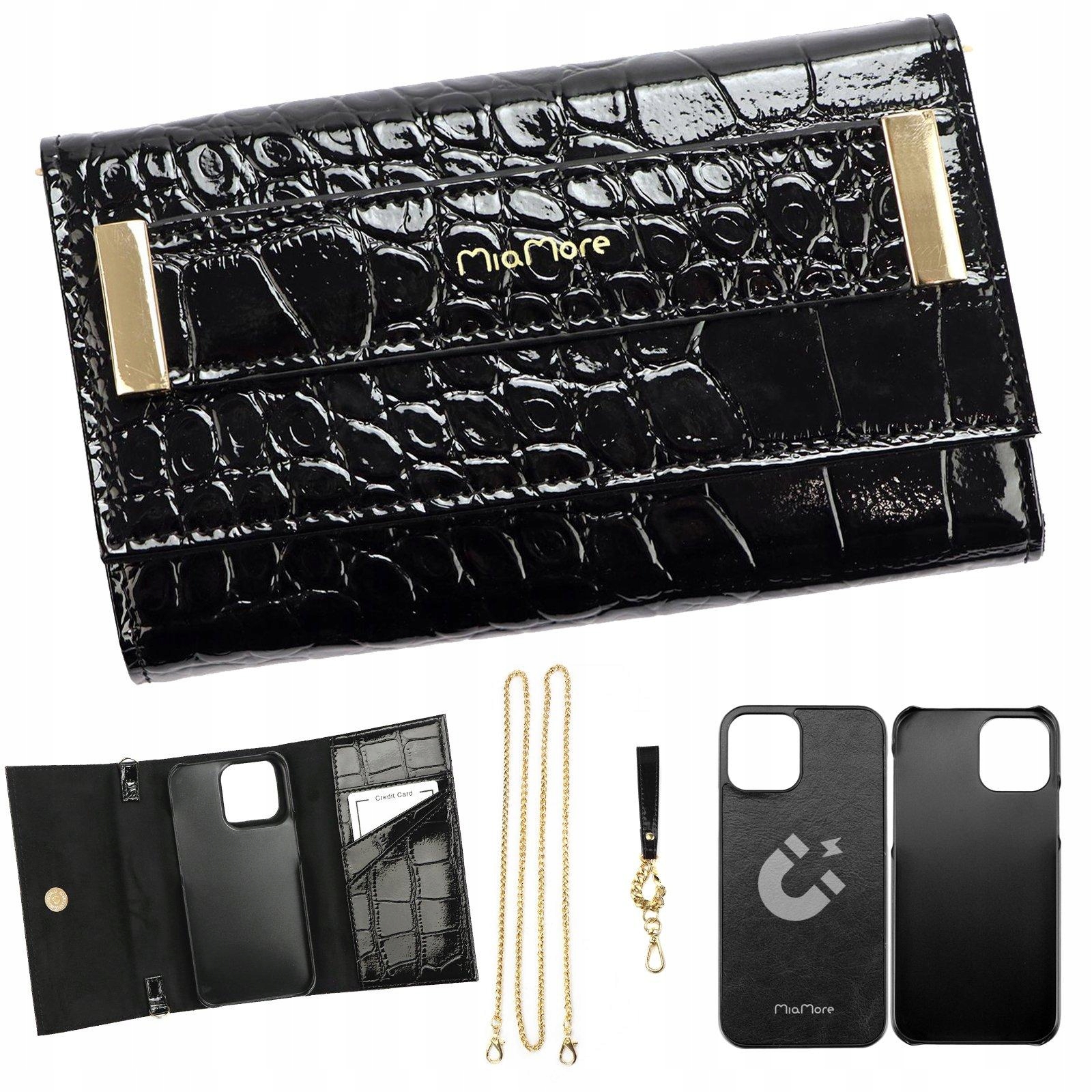 Case Etui Na Telefon Iphone 11 Kopertówka Magnetyczne MiaMore czarne