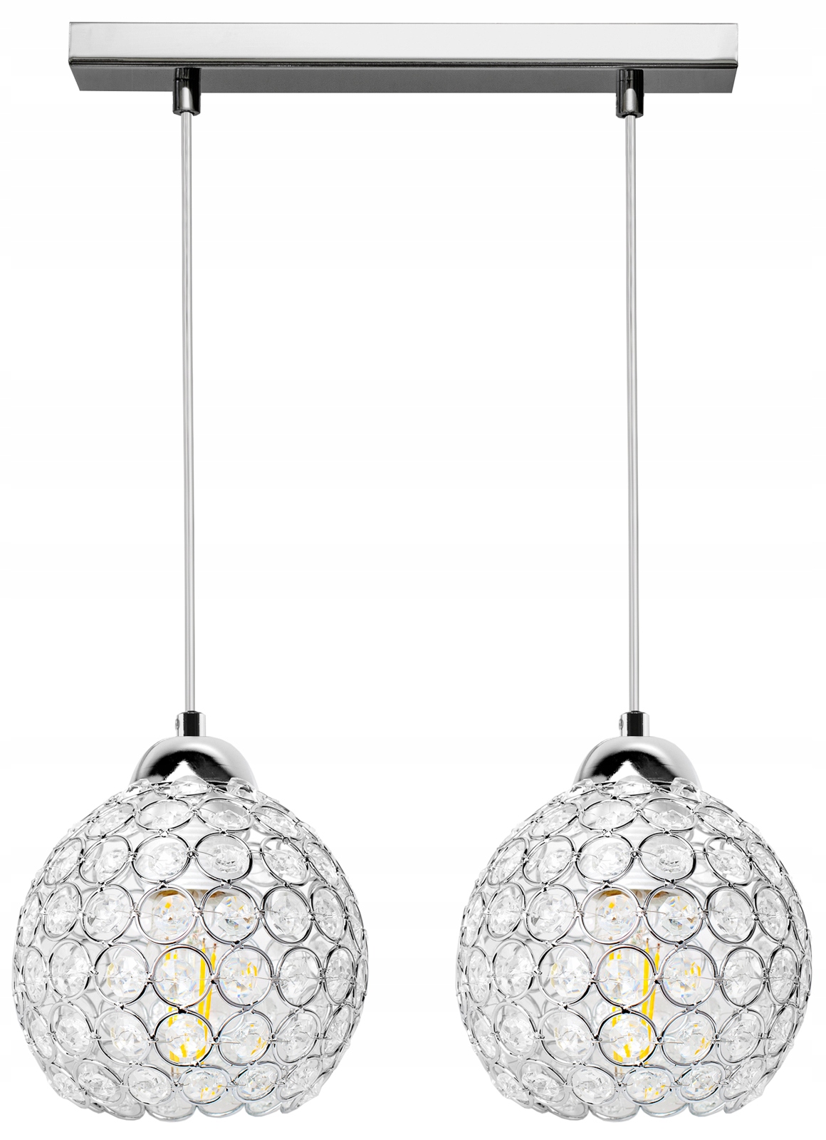 

Lampa Wisząca Plafon Żyrandol Kryształ Kule Chrom