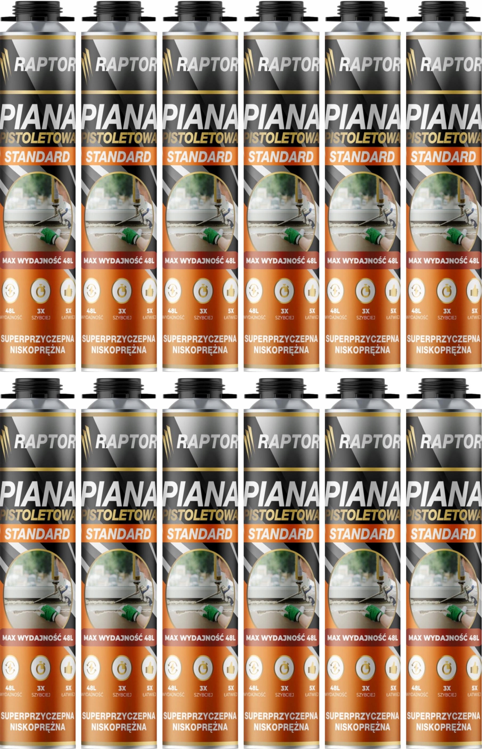 Pena Nízkopružná montážna pištoľ Raptor 750 ml 820 g