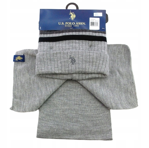 Pánská zimní souprava pro mládež: zateplená Čepice , šála Us Polo Assn. , výšivka