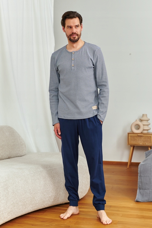 Doctor Nap Pánské pyžamo Pmb 7353 blackberry s dlouhým rukávem velikost L