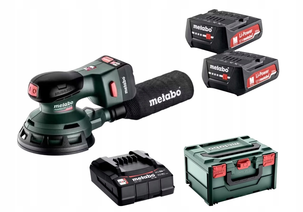 Szlifierka mimośrodowa Metabo SXA-12-125-BL 2*2Ah ładowarka SC30