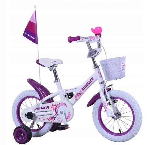 Rower dziecięcy Kid Go 14" biało-różowy bardzo lekki Wiek 3-6 lat