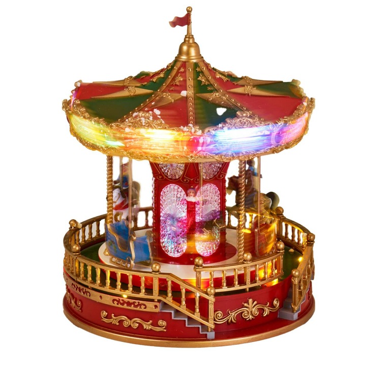 Vianočný Led kolotoč 28 cm svietiaca vianočná dekorácia retro