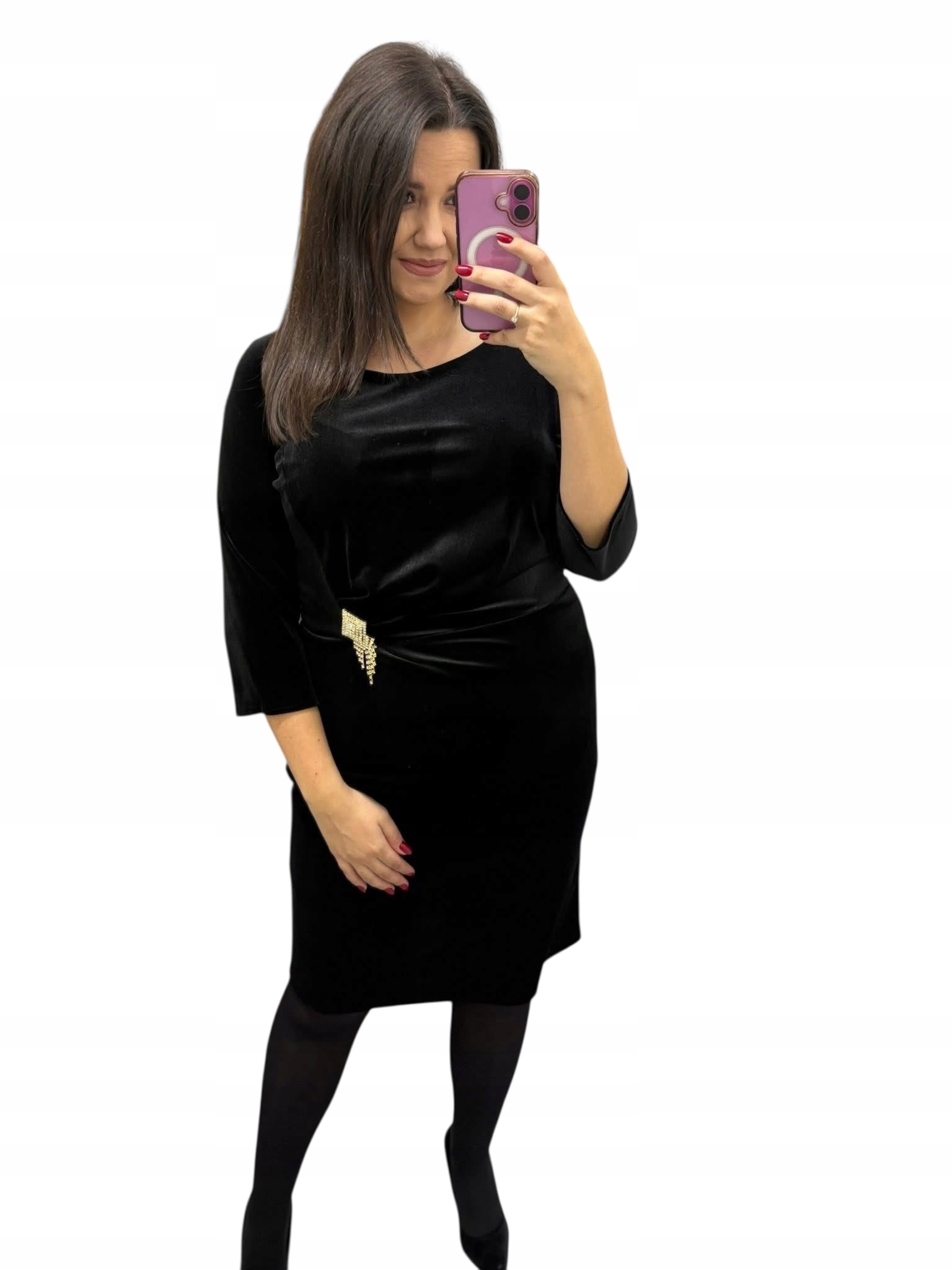 Elegantní šaty sukně s řasením plus size, černá, velikost 46