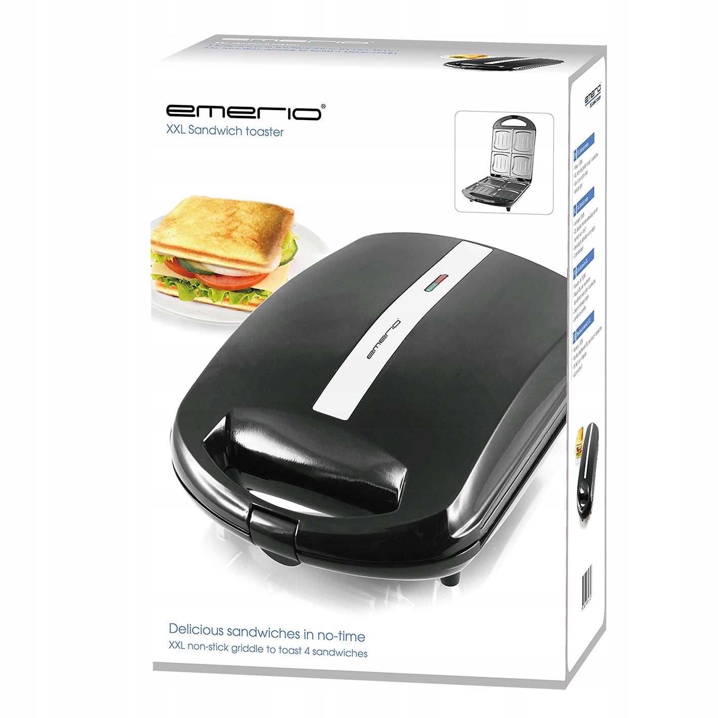 EMERIO XXL Opiekacz Do Kanapek 4 Muszle Dla Całej Rodziny 1300W BPA Free — miniatura 8