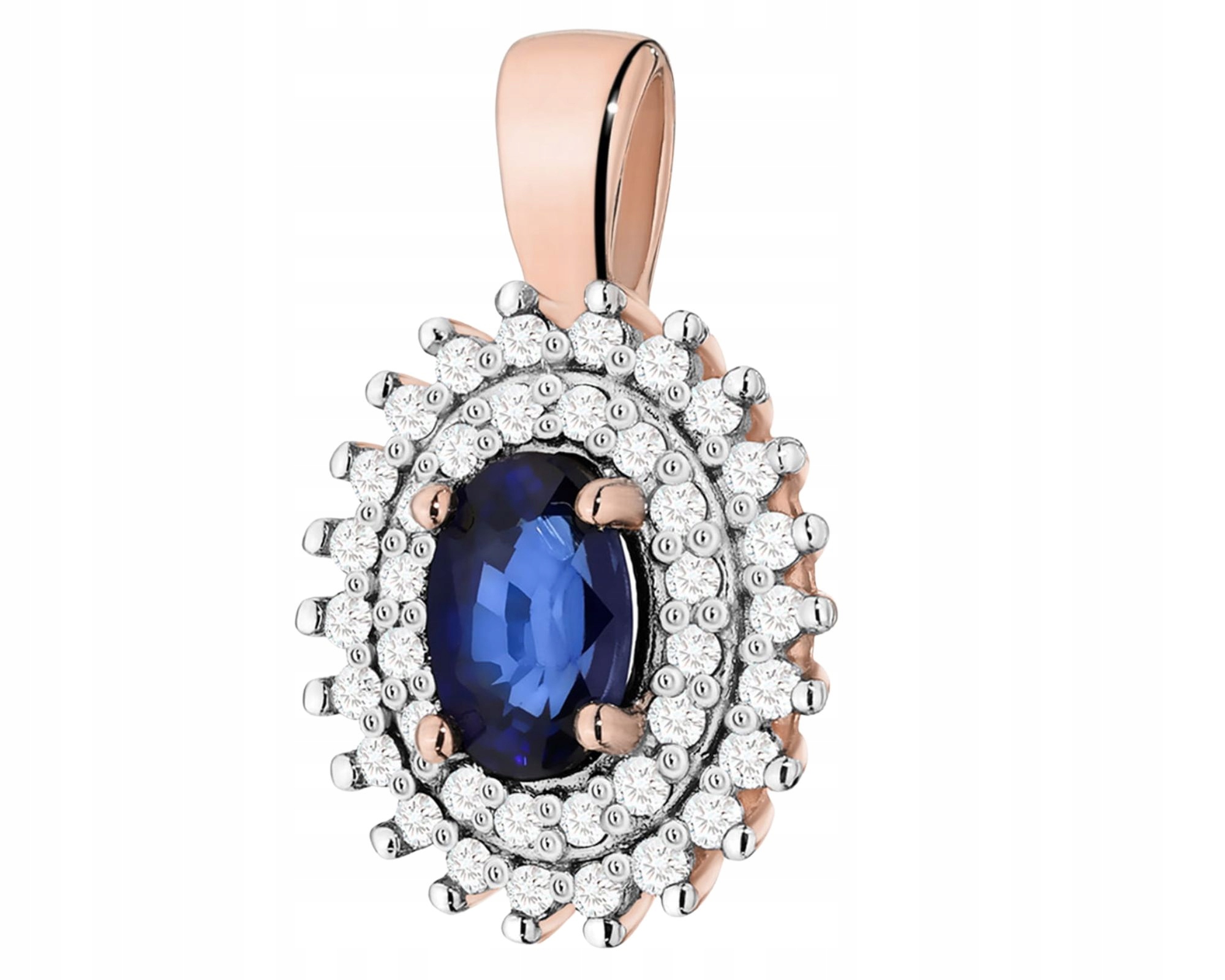 Přívěsek Z Růžového Zlata Se Safírem A Diamanty 585