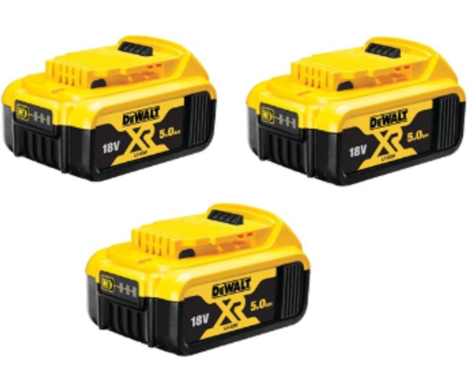sada 3 akumulátorů 18V Li-Ion 5,0Ah DeWALT [DCB184P3-XJ]