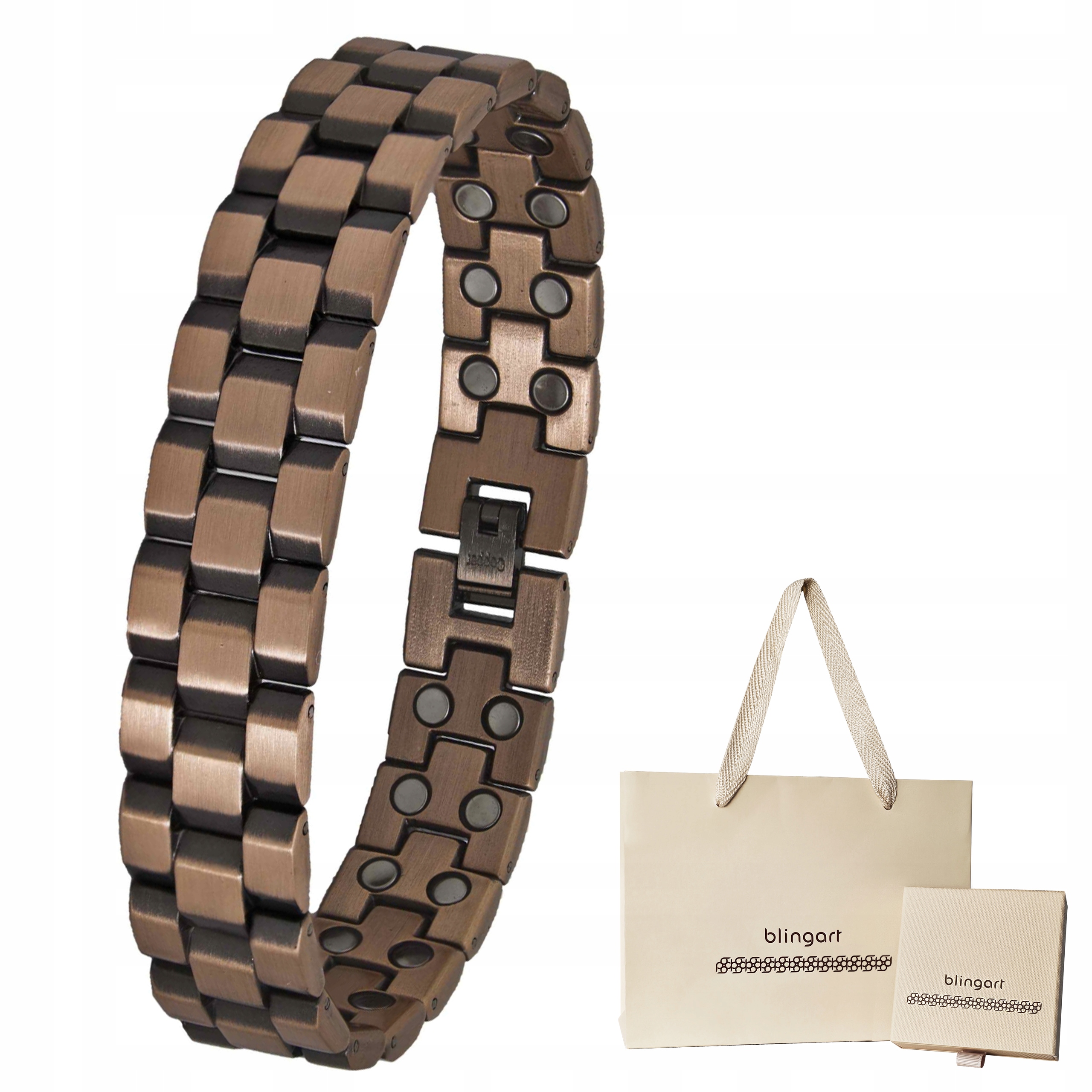 Měděný magnetický náramek pánský zdravotní 22 cm široký, nastavitelný