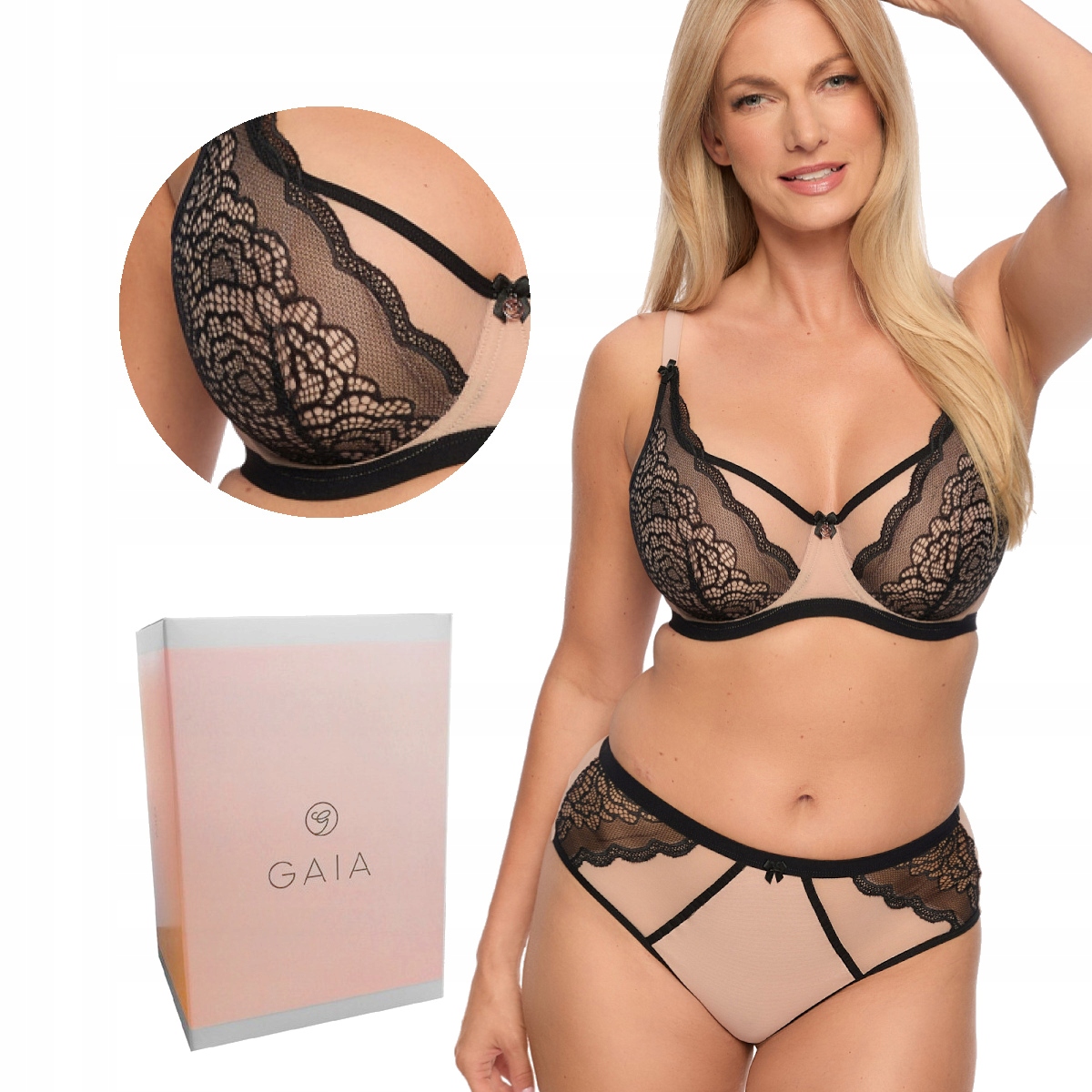 Podprsenka balkonetka s krajkou Semi Carina 1287 měkká černá béžová 80C