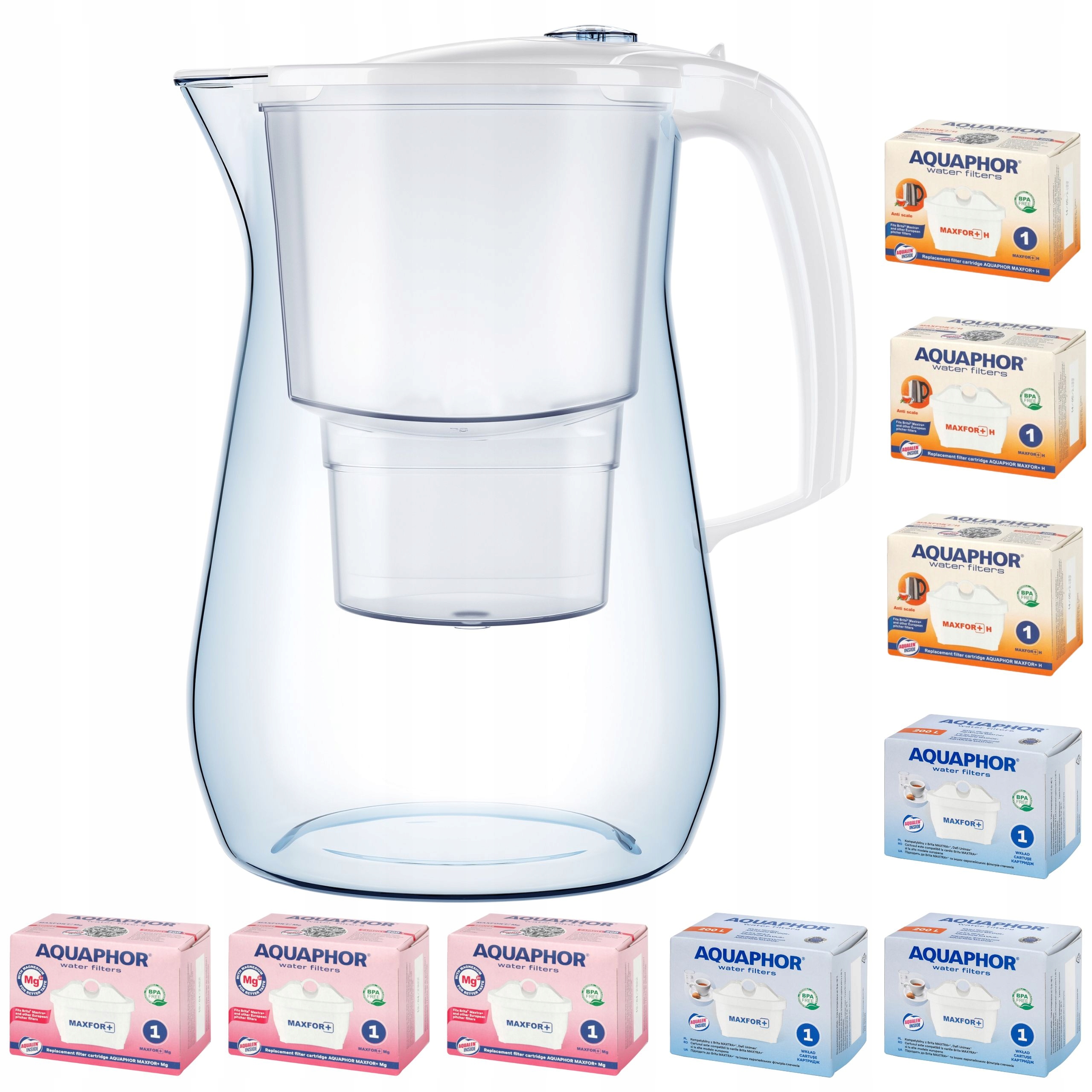 Dzbanek filtrujący Aquaphor Onyx 4,2 l 9 wkładów (3Mg +3H +3), biały