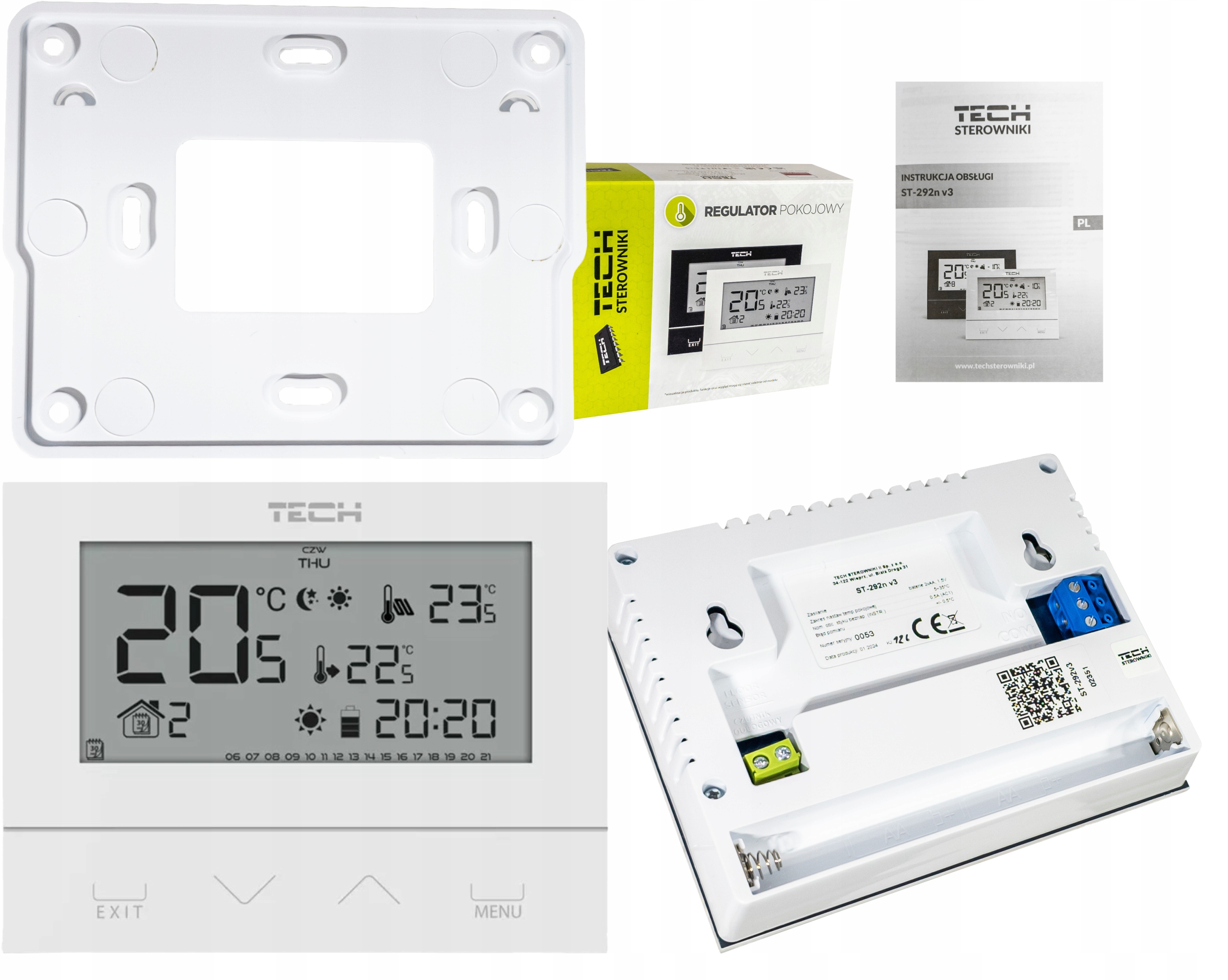 REGULATOR STEROWNIK TERMOSTAT TEMPERATURY POKOJOWY SZKŁO TECH ST-292 V3