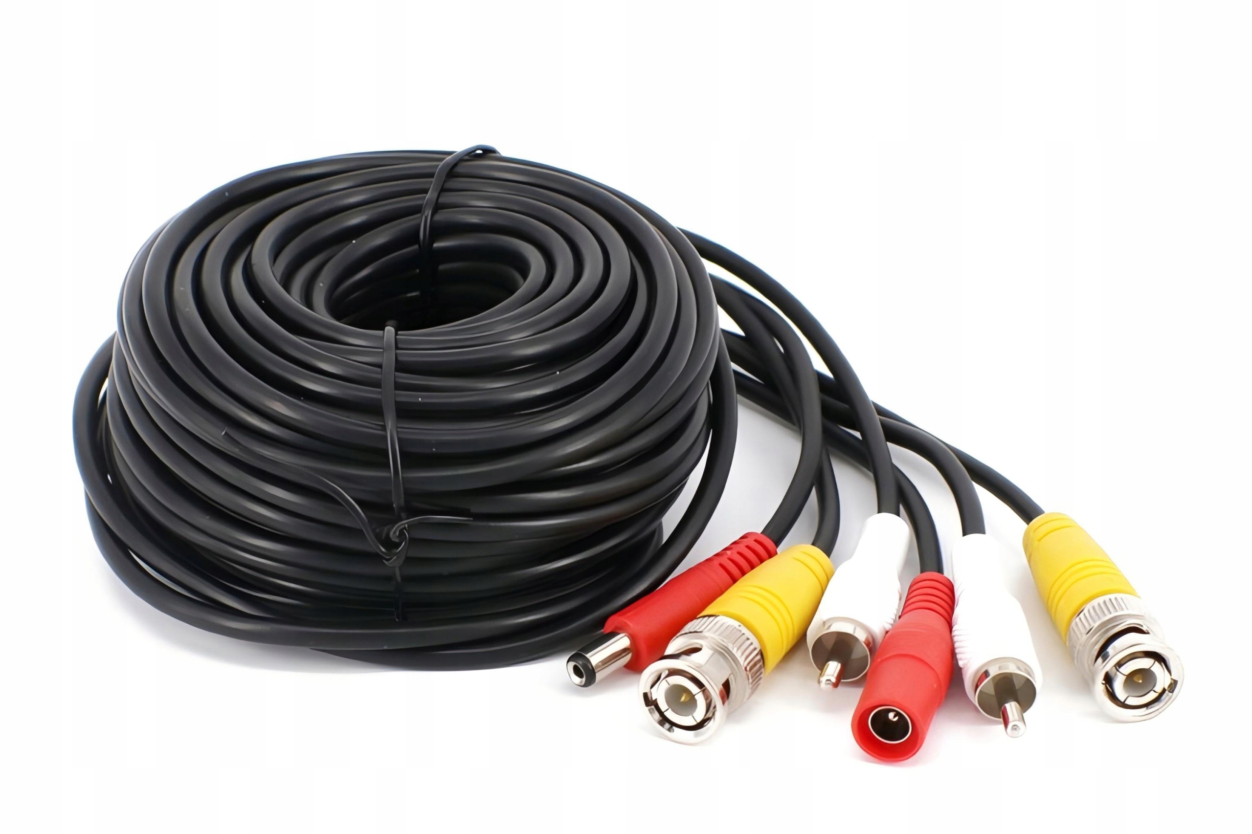 Gotowy Kabel Przewód Do Kamer 40 Metrów Cctv Video Audio Zasilanie