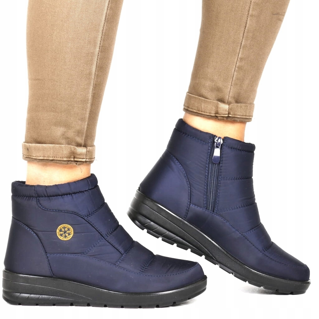 Dámské Sněhule Na Koturnu S Nízkým Zipem, Nízké, Lehké, Modré, Modré